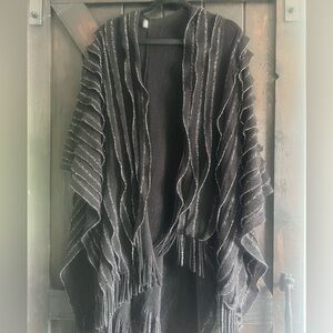 Metallic Stripe Sweater Wrap - Long